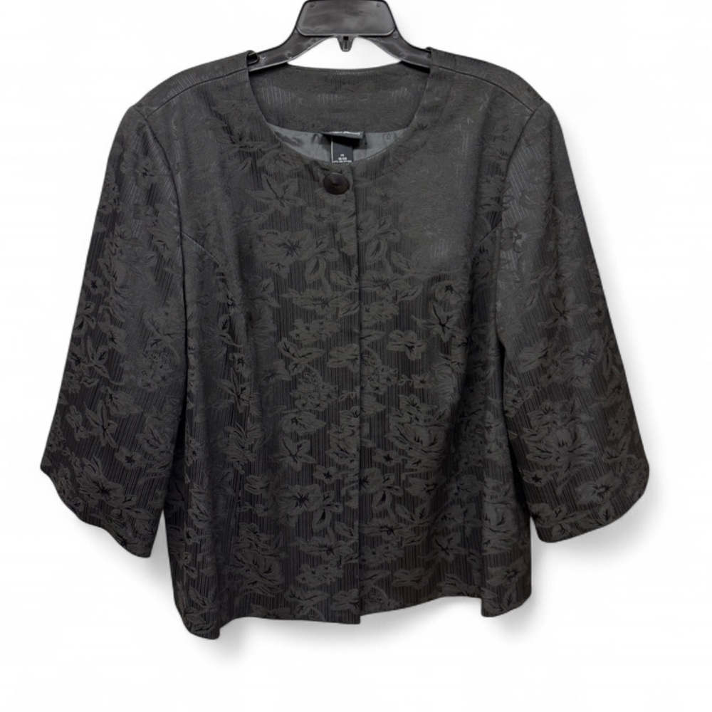 Maggie Barnes Black Floral Jacquard Blazer Jacket - Plus Size 1X (18/20)